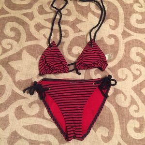TOPSHOP Red & Blue Stripes Bikini